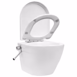 vidaXL Wall Hung Rimless Toilet with Concealed Cistern Ceramic White Toilet - Additional view 6