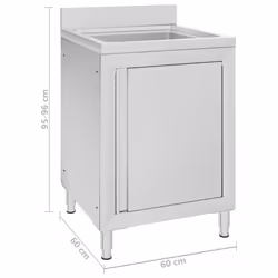 vidaXL Commercial Kitchen Sink Cabinet Stainless Steel Floor Standing Table - Additional view 6