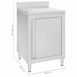 vidaXL Commercial Kitchen Cabinet with Drainboard Stainless Steel Work Table - Additional view 7