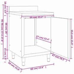vidaXL Commercial Work Table with Cabinet Stainless Steel Kitchen Cupboard
