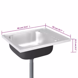vidaXL Kitchen Sink with Drainer Set Wash Basin Sink Silver Stainless Steel - Additional view 8