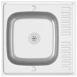 vidaXL Kitchen Sink with Drainer Set Silver 600x600x155 mm Stainless Steel