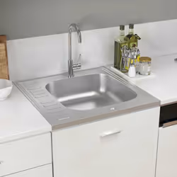vidaXL Kitchen Sink with Drainer Set Silver 600x600x155 mm Stainless Steel - Additional view 2