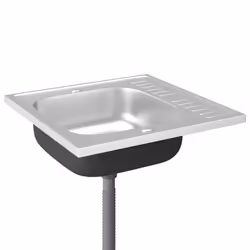 vidaXL Kitchen Sink with Drainer Set Silver 600x600x155 mm Stainless Steel - Additional view 3