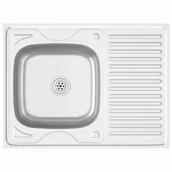 vidaXL Kitchen Sink with Drainer Set Silver 800x600x155 mm Stainless Steel
