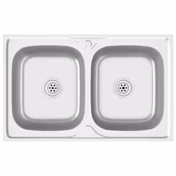 vidaXL Kitchen Sink with Double Basins Silver 800x500x155 mm Stainless Steel