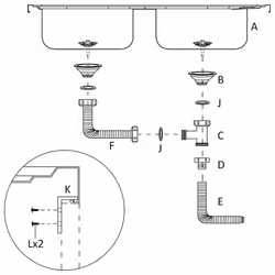 vidaXL Kitchen Sink with Double Basins Silver 800x500x155 mm Stainless Steel - Additional view 7