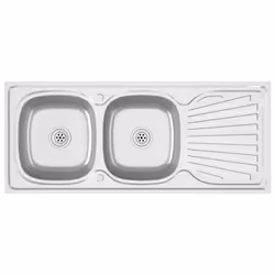 vidaXL Kitchen Sink with Double Sinks Silver 1200x500x155 mm Stainless Steel