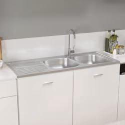 vidaXL Kitchen Sink with Double Sinks Silver 1200x500x155 mm Stainless Steel
