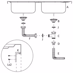 vidaXL Kitchen Sink with Double Sinks Silver 1200x500x155 mm Stainless Steel - Additional view 7