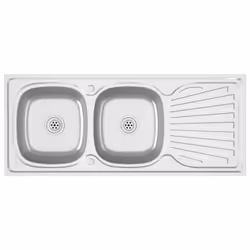 vidaXL Kitchen Sink with Double Sinks Silver 1200x600x155 mm Stainless Steel