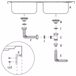 vidaXL Kitchen Sink with Double Sinks Silver 1200x600x155 mm Stainless Steel - Additional view 8