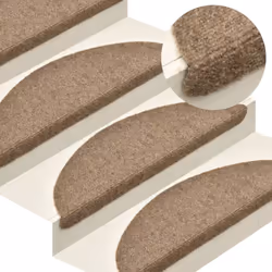 vidaXL 15x Self-adhesive Stair Mats Cream Needle Punch Carpet Stair Tread
