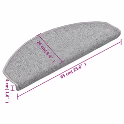 vidaXL 15x Carpet Stair Treads Light Grey Stair Step Rug Protection Home Decor - Additional view 3