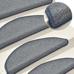 vidaXL 15x Carpet Stair Treads Light Grey and Blue Stair Step Rug Protection