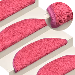 vidaXL 15x Carpet Stair Treads Pink Home Decor Stair Step Rug Protection Cover