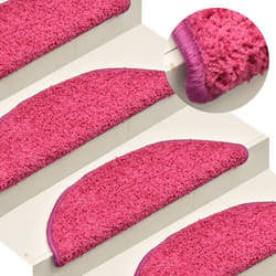 vidaXL 15x Carpet Stair Treads Pink Home Decor Stair Step Rug Protection Cover