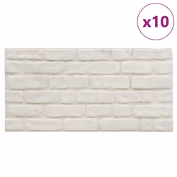 vidaXL 10x 3D Wall Panels with White Brick Design EPS Cladding Tile Decor