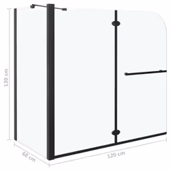 vidaXL Bi-Folding Shower Enclosure ESG Black Cubicle Folding Bathtub Wall - Additional view 5