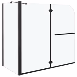 vidaXL Bi-Folding Shower Enclosure ESG Black Cubicle Folding Bathtub Wall - Additional view 6