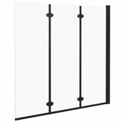 vidaXL Folding Shower Enclosure 3 Panels ESG Black Door Cubicle Bath Cabin