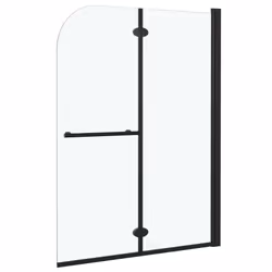 vidaXL Folding Shower Enclosure 2 Panels ESG Black Door Cubicle Bath Cabin