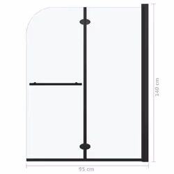 vidaXL Folding Shower Enclosure 2 Panels ESG Black Door Cubicle Bath Cabin - Additional view 6