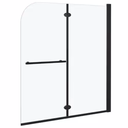 vidaXL Folding Shower Enclosure 2 Panels ESG Black Bath Cabin Door Cubicle - Additional view 2