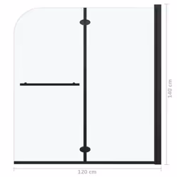 vidaXL Folding Shower Enclosure 2 Panels ESG Black Bath Cabin Door Cubicle - Additional view 6