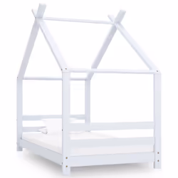 vidaXL Solid Pine Wood Kids Bed Frame White 80x160 cm Home Bedstead Furniture