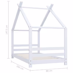 vidaXL Solid Pine Wood Kids Bed Frame White 80x160 cm Home Bedstead Furniture - Additional view 6