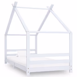 vidaXL Solid Pine Wood Kids Bed Frame White 90x200 cm Home Bedstead Furniture