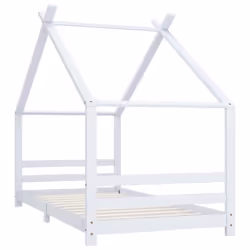 vidaXL Solid Pine Wood Kids Bed Frame White 90x200 cm Home Bedstead Furniture