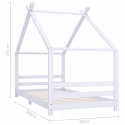 vidaXL Solid Pine Wood Kids Bed Frame White 90x200 cm Home Bedstead Furniture - Additional view 6