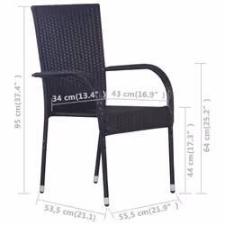 VidaXL 310084 outdoor chair Terrace Polyrattan, Steel Black - Additional view 5