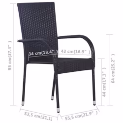 VidaXL 310087 outdoor chair Terrace Polyrattan, Steel Black - Additional view 5