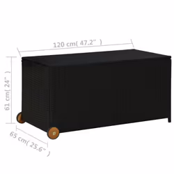 vidaXL Garden Storage Box Black Poly Rattan Home Outdoor Furniture Pillow Box - Additional view 3