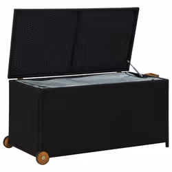 vidaXL Garden Storage Box Black Poly Rattan Home Outdoor Furniture Pillow Box - Additional view 4