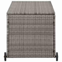 vidaXL Garden Storage Box Light Grey Poly Rattan Cushion Pillow Chest Outdoor