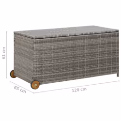 vidaXL Garden Storage Box Light Grey Poly Rattan Cushion Pillow Chest Outdoor