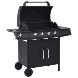 vidaXL Gas Barbecue Grill 4+1 Cooking Zone Black Steel Outdoor BBQ Cooking