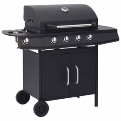 vidaXL Gas Barbecue Grill 4+1 Cooking Zone Black Steel Outdoor BBQ Cooking - Additional view 5