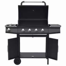 vidaXL Gas Barbecue Grill 4+1 Cooking Zone Black Steel Outdoor BBQ Cooking - Additional view 7