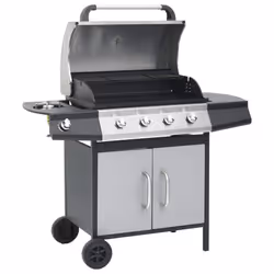 vidaXL Gas Barbecue Grill 4+1 Cooking Zone Black&Silver Steel&Stainless Steel