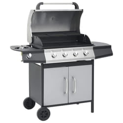 vidaXL Gas Barbecue Grill 4+1 Cooking Zone Black&Silver Steel&Stainless Steel