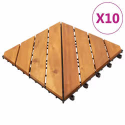 vidaXL 10x Solid Acacia Wood Decking Tiles 30x30 cm Wooden Decking Tile Set
