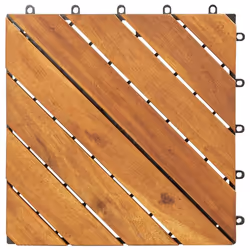 vidaXL 10x Solid Acacia Wood Decking Tiles 30x30 cm Wooden Decking Tile Set