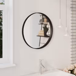 vidaXL Wall Mirror Black 50 cm Bathroom Hallway Decoration Hanging Mirror
