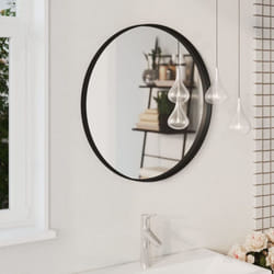 vidaXL Wall Mirror Black 60 cm Bathroom Hallway Decoration Hanging Mirror