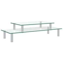 vidaXL 2-Tier Monitor Stand Transparent Glass Home Desktop Screen Riser Stand